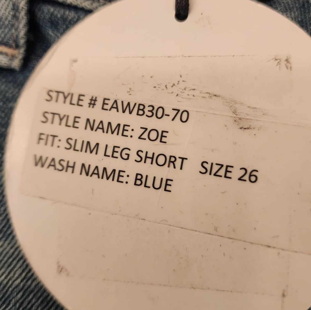 Edwin Zoe women's slim leg short distressed jean shorts In Vintage Blue size 26 - Picture 10 of 12
